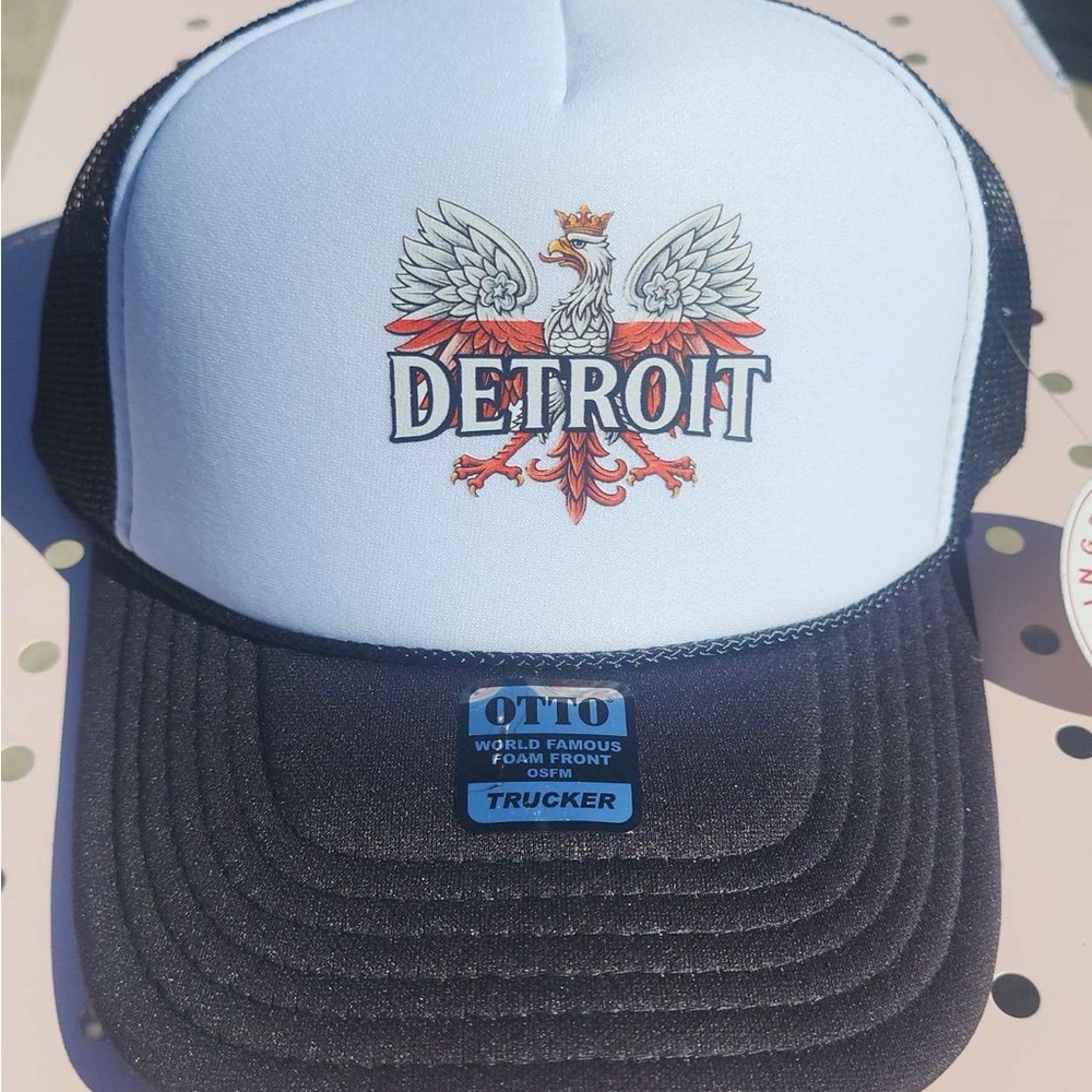 OTTO Black and White Trucker Hat with Eagle Motif